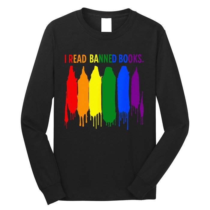 I Read Banned Books Week Rainbow LGBT Book Lover Teacher Long Sleeve Shirt