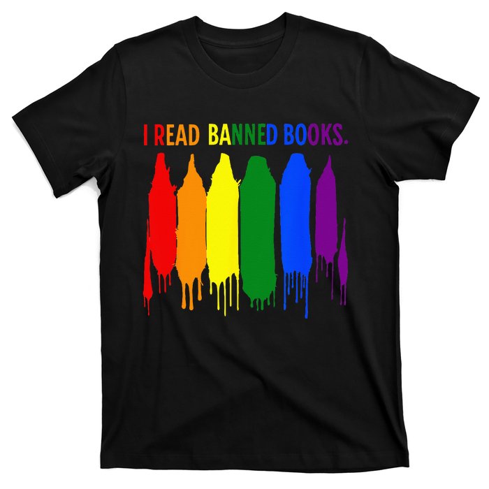 I Read Banned Books Week Rainbow LGBT Book Lover Teacher T-Shirt