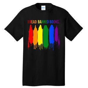 I Read Banned Books Week Rainbow LGBT Book Lover Teacher Tall T-Shirt