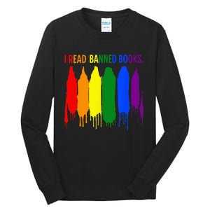 I Read Banned Books Week Rainbow LGBT Book Lover Teacher Tall Long Sleeve T-Shirt