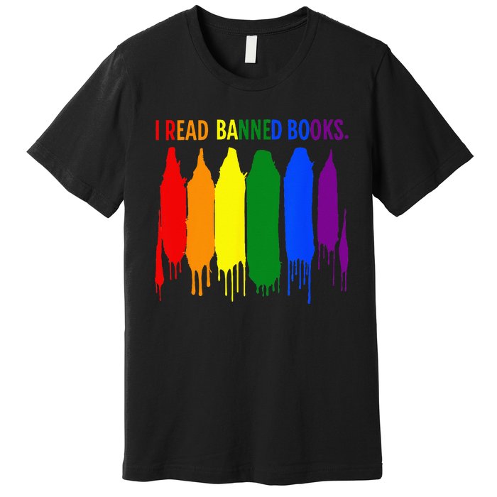 I Read Banned Books Week Rainbow LGBT Book Lover Teacher Premium T-Shirt