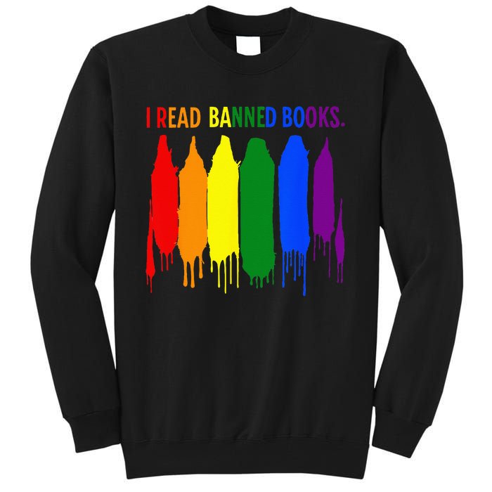 I Read Banned Books Week Rainbow LGBT Book Lover Teacher Tall Sweatshirt