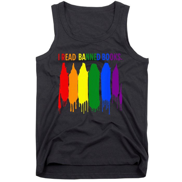 I Read Banned Books Week Rainbow LGBT Book Lover Teacher Tank Top