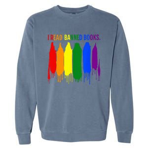 I Read Banned Books Week Rainbow LGBT Book Lover Teacher Garment-Dyed Sweatshirt