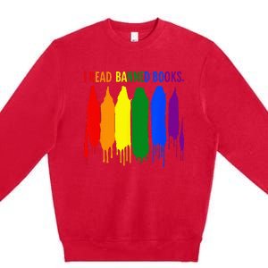 I Read Banned Books Week Rainbow LGBT Book Lover Teacher Premium Crewneck Sweatshirt