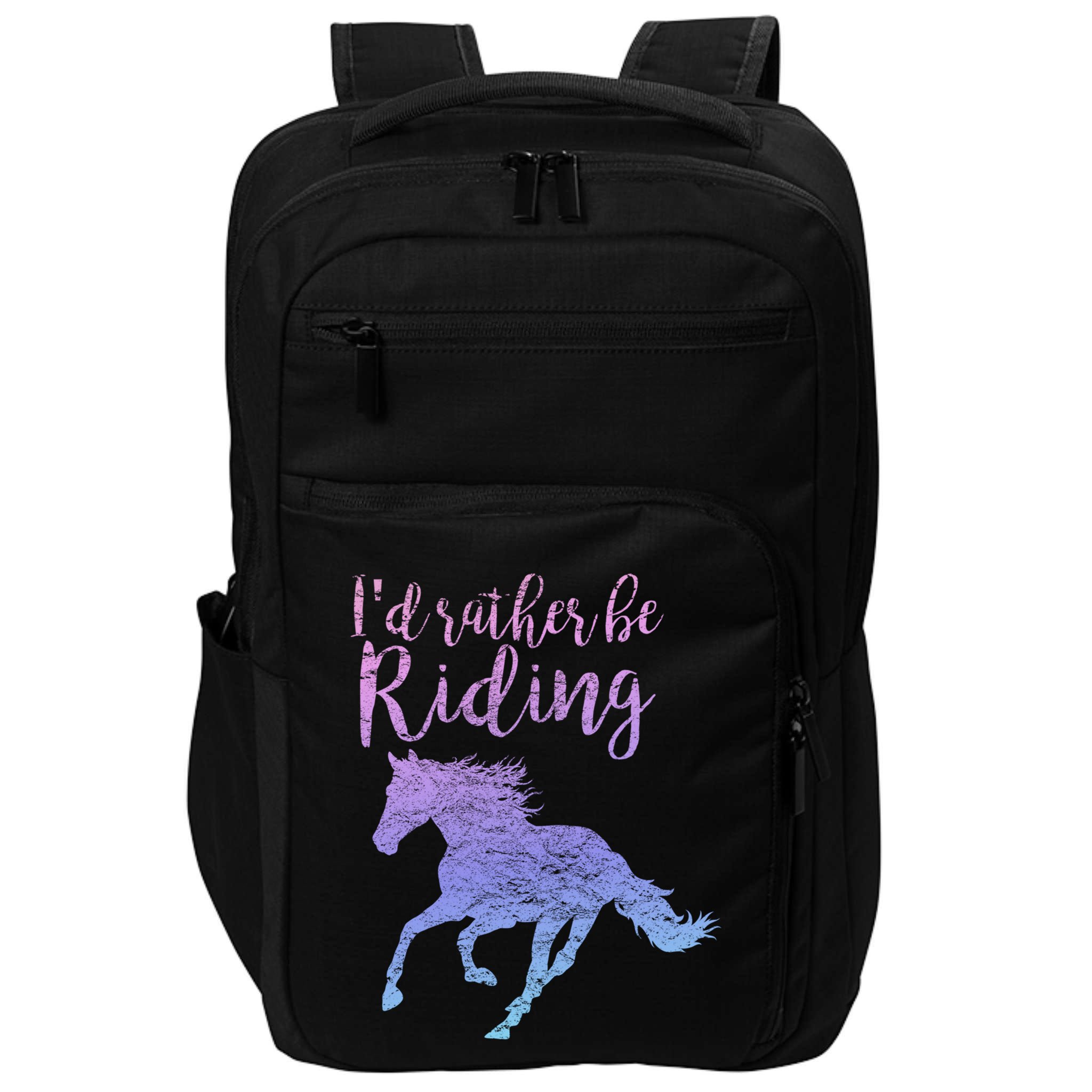 ID Rather Be Riding Horses Horseback Equestrian Rider Gift Impact Tech Backpack