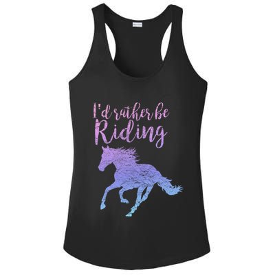 ID Rather Be Riding Horses Horseback Equestrian Rider Gift Ladies PosiCharge Competitor Racerback Tank