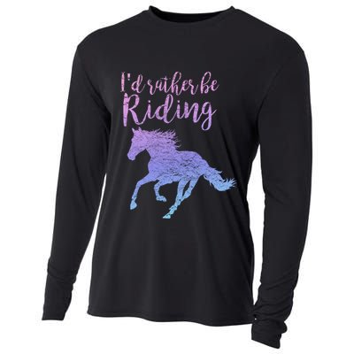 ID Rather Be Riding Horses Horseback Equestrian Rider Gift Cooling Performance Long Sleeve Crew
