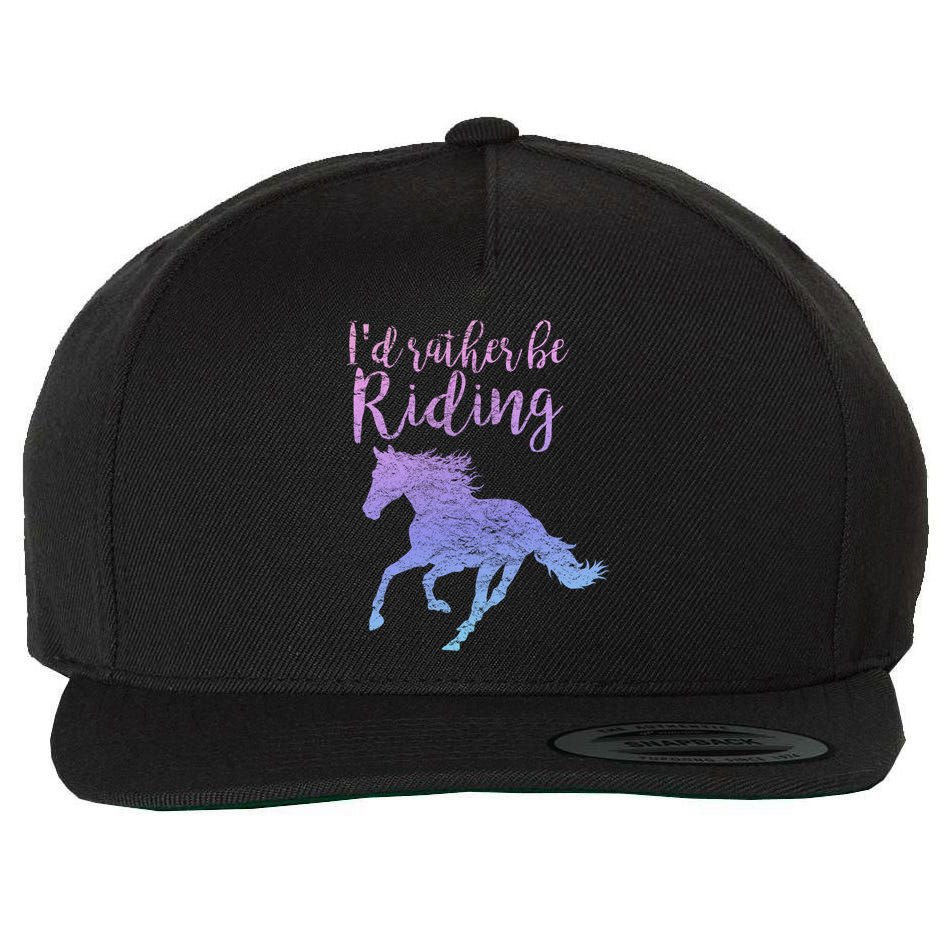 ID Rather Be Riding Horses Horseback Equestrian Rider Gift Wool Snapback Cap