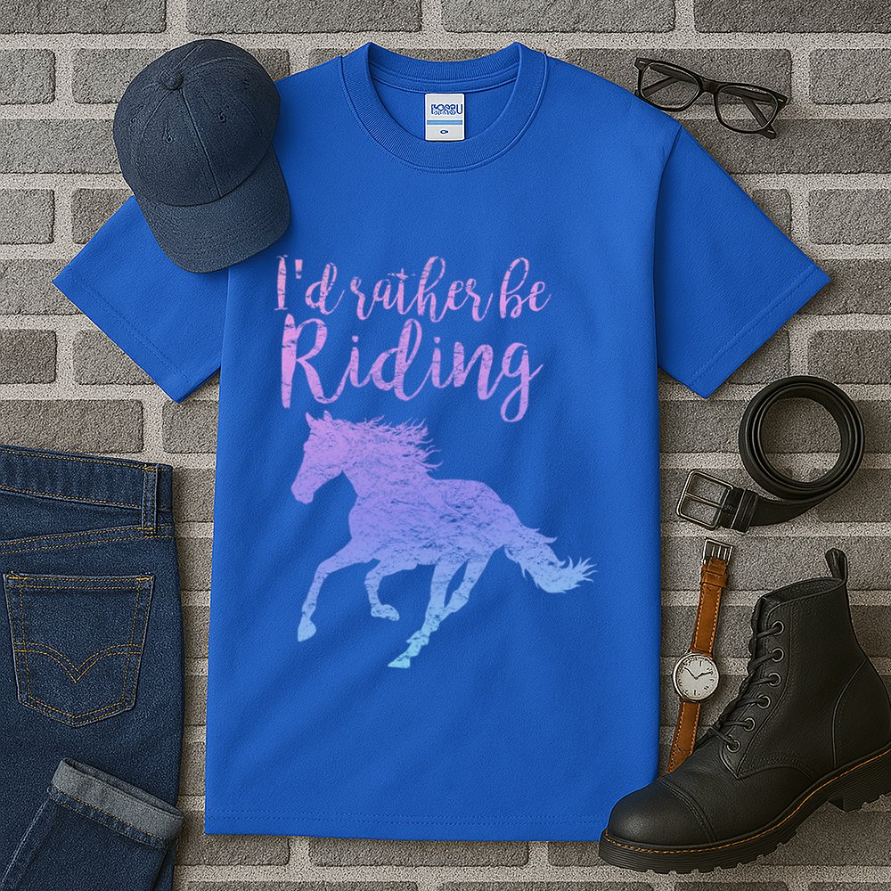 ID Rather Be Riding Horses Horseback Equestrian Rider Gift Tall T-Shirt