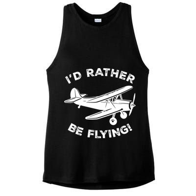 I'd Rather Be Flying Funny Pilot & Aviation Airplane Gift Ladies PosiCharge Tri-Blend Wicking Tank