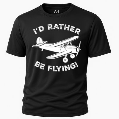 I'd Rather Be Flying Funny Pilot & Aviation Airplane Gift Cooling Performance Crew T-Shirt