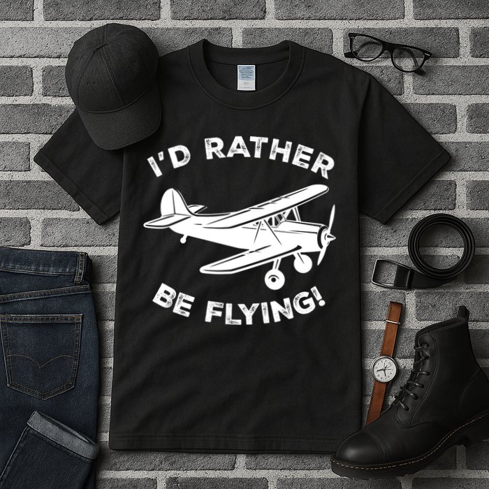 I'd Rather Be Flying Funny Pilot & Aviation Airplane Gift Tall T-Shirt