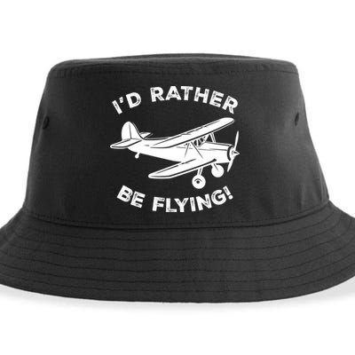 I'd Rather Be Flying Funny Pilot & Aviation Airplane Gift Sustainable Bucket Hat