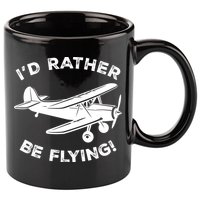 I'd Rather Be Flying Funny Pilot & Aviation Airplane Gift 11oz C Handle Ceramic Mug
