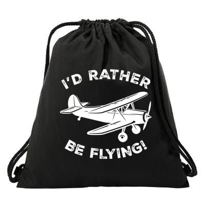 I'd Rather Be Flying Funny Pilot & Aviation Airplane Gift Drawstring Bag