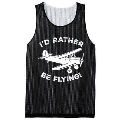 I'd Rather Be Flying Funny Pilot & Aviation Airplane Gift Mesh Reversible Basketball Jersey Tank