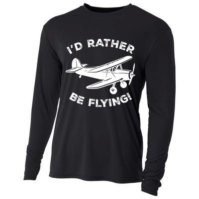 I'd Rather Be Flying Funny Pilot & Aviation Airplane Gift Cooling Performance Long Sleeve Crew