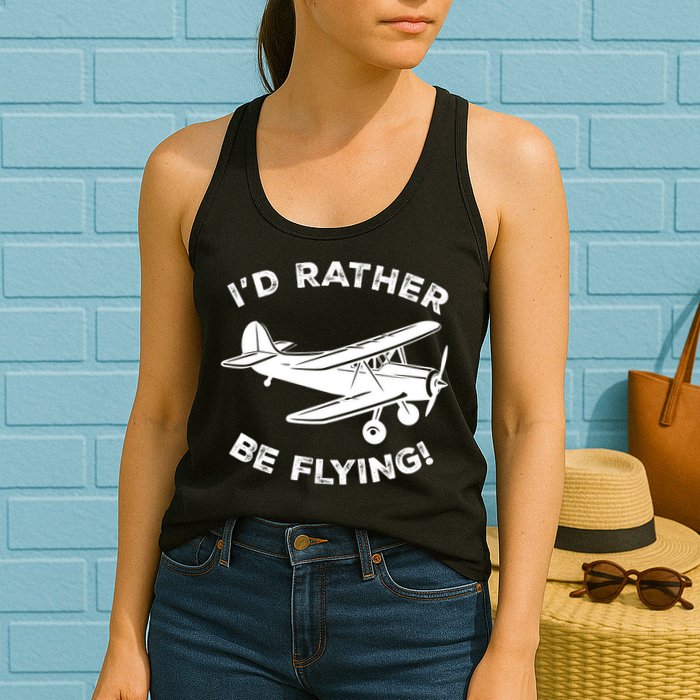 I'd Rather Be Flying Funny Pilot & Aviation Airplane Gift Womens Tank Top