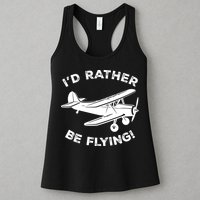 I'd Rather Be Flying Funny Pilot & Aviation Airplane Gift Womens Tank Top
