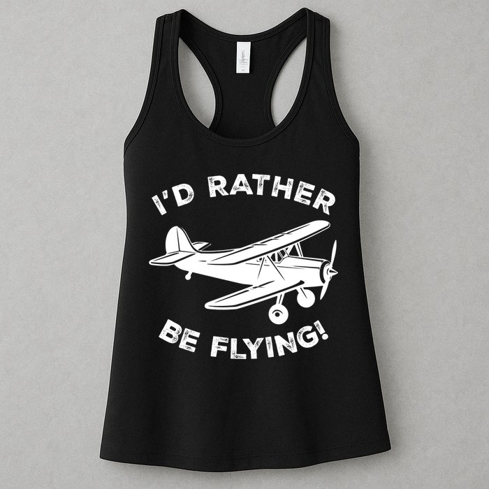 I'd Rather Be Flying Funny Pilot & Aviation Airplane Gift Womens Tank Top