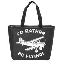 I'd Rather Be Flying Funny Pilot & Aviation Airplane Gift Zip Tote Bag