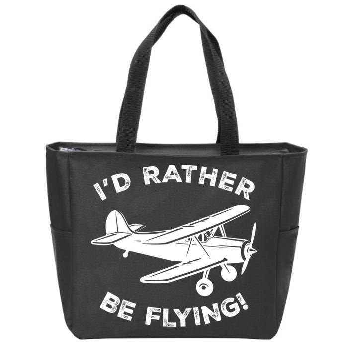 I'd Rather Be Flying Funny Pilot & Aviation Airplane Gift Zip Tote Bag