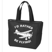I'd Rather Be Flying Funny Pilot & Aviation Airplane Gift Zip Tote Bag