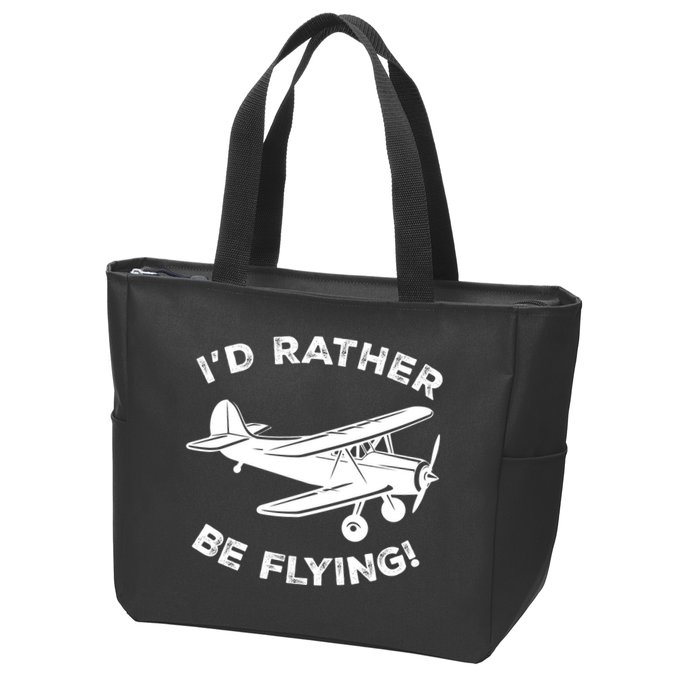 I'd Rather Be Flying Funny Pilot & Aviation Airplane Gift Zip Tote Bag