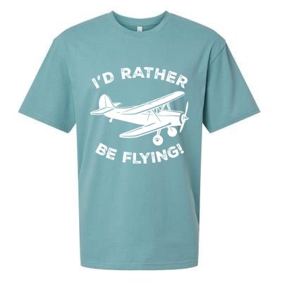 I'd Rather Be Flying Funny Pilot & Aviation Airplane Gift Sueded Cloud Jersey T-Shirt