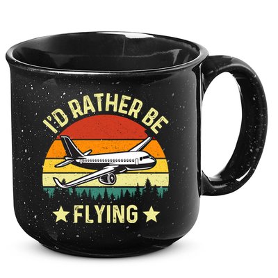 Id Rather Be Flying Funny Vintage Retro Airplane Pilot Gift 15oz Campfire Ceramic Mug