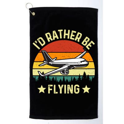 Id Rather Be Flying Funny Vintage Retro Airplane Pilot Gift Golf Towel
