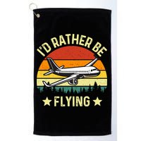 Id Rather Be Flying Funny Vintage Retro Airplane Pilot Gift Golf Towel