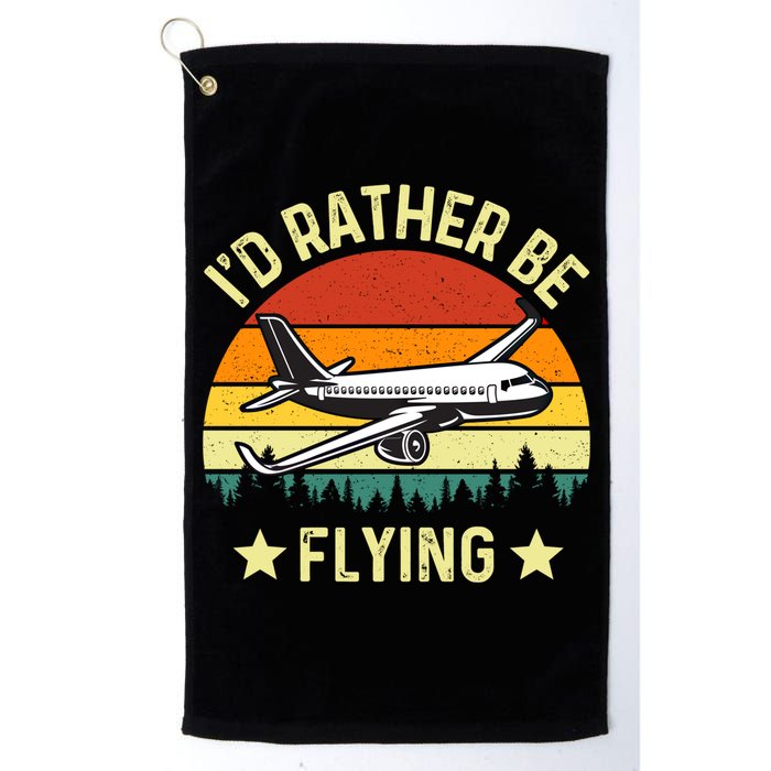 Id Rather Be Flying Funny Vintage Retro Airplane Pilot Gift Golf Towel