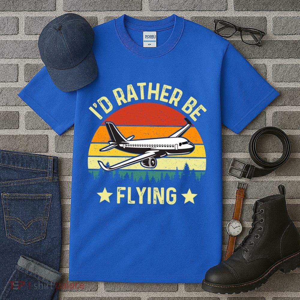 Id Rather Be Flying Funny Vintage Retro Airplane Pilot Gift Tall T-Shirt