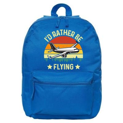 Id Rather Be Flying Funny Vintage Retro Airplane Pilot Gift 16 in Basic Backpack