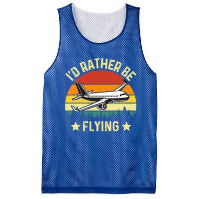 Id Rather Be Flying Funny Vintage Retro Airplane Pilot Gift Mesh Reversible Basketball Jersey Tank