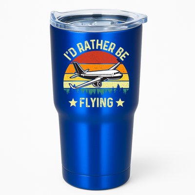 Id Rather Be Flying Funny Vintage Retro Airplane Pilot Gift Tumbler
