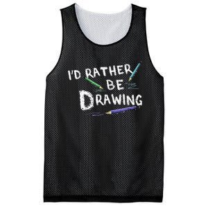 ID Rather Be Drawing Draw Sketch Pencil Artist Lovers Mesh Reversible Basketball Jersey Tank