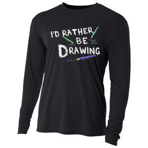 ID Rather Be Drawing Draw Sketch Pencil Artist Lovers Cooling Performance Long Sleeve Crew