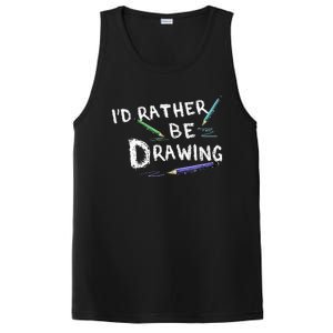 ID Rather Be Drawing Draw Sketch Pencil Artist Lovers PosiCharge Competitor Tank