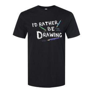 ID Rather Be Drawing Draw Sketch Pencil Artist Lovers Softstyle CVC T-Shirt