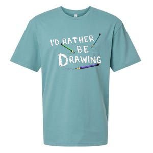 ID Rather Be Drawing Draw Sketch Pencil Artist Lovers Sueded Cloud Jersey T-Shirt