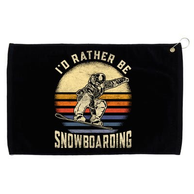 Id Rather Be Snowboarding Vintage For Snowboarder Boarding Gift Grommeted Golf Towel