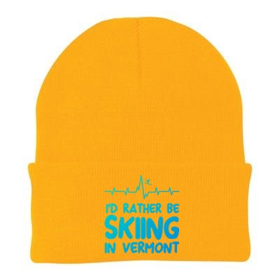 Id Rather Be Skiing In Vermont Skiing Gift Knit Cap Winter Beanie