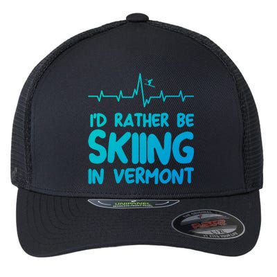 Id Rather Be Skiing In Vermont Skiing Gift Flexfit Unipanel Trucker Cap