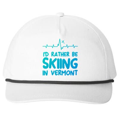 Id Rather Be Skiing In Vermont Skiing Gift Snapback Five-Panel Rope Hat