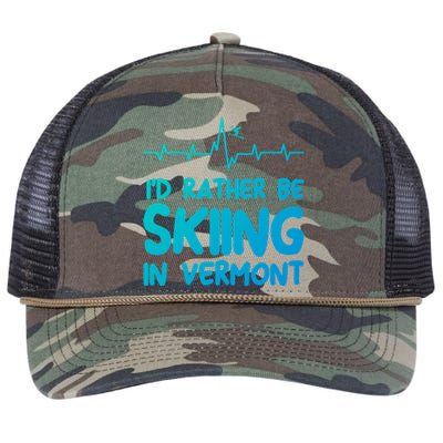 Id Rather Be Skiing In Vermont Skiing Gift Retro Rope Trucker Hat Cap