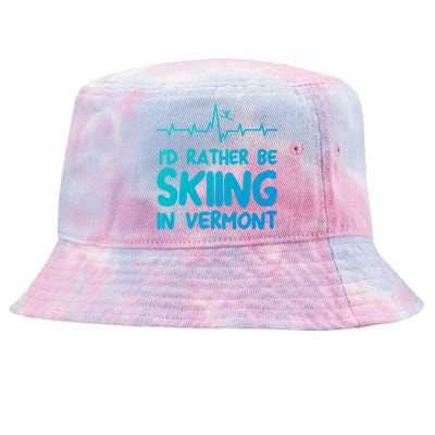 Id Rather Be Skiing In Vermont Skiing Gift Tie-Dyed Bucket Hat