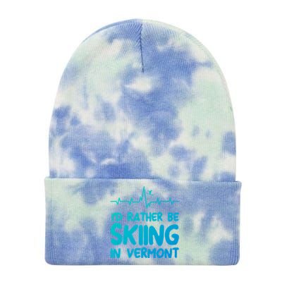 Id Rather Be Skiing In Vermont Skiing Gift Tie Dye 12in Knit Beanie